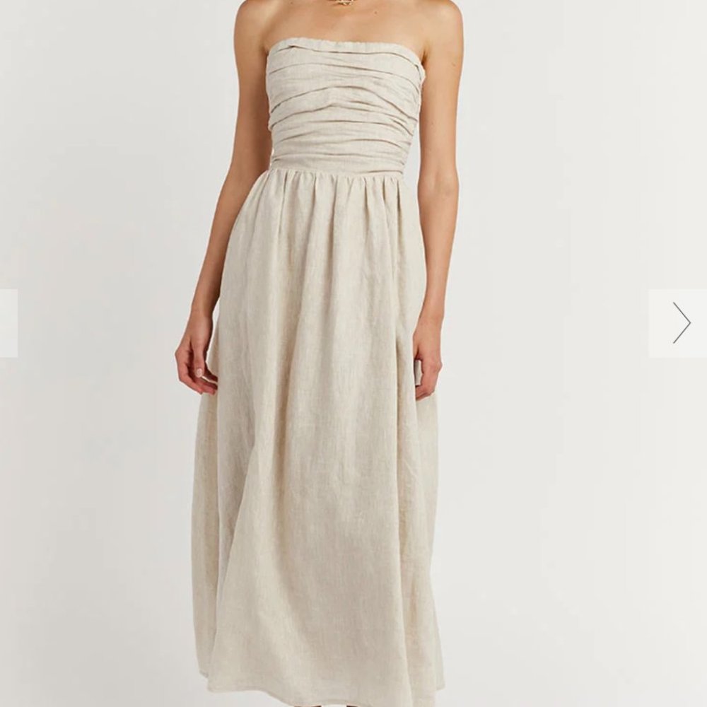 DISSH LEXI NATURAL LINEN MIDI DRESS